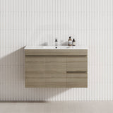 MCH 900mm Maison Oak Wall Hung Vanity with Right Side Drawers