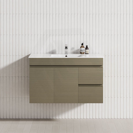 2-Drawer, 1-Door 750/900/1200mm Wall Hung Bathroom Floating Vanity Single Bowl Multi-Colour Cabinet Only