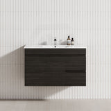 MCH 900mm Shannon Oak Wall Hung Vanity with Right Side Drawers