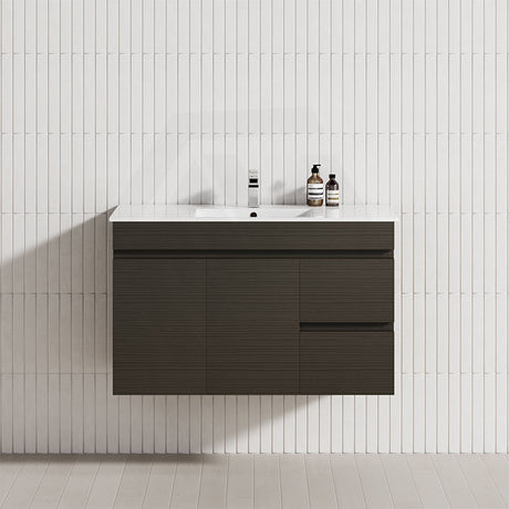 2-Drawer, 1-Door 750/900/1200mm Wall Hung Bathroom Floating Vanity Single Bowl Multi-Colour Cabinet Only