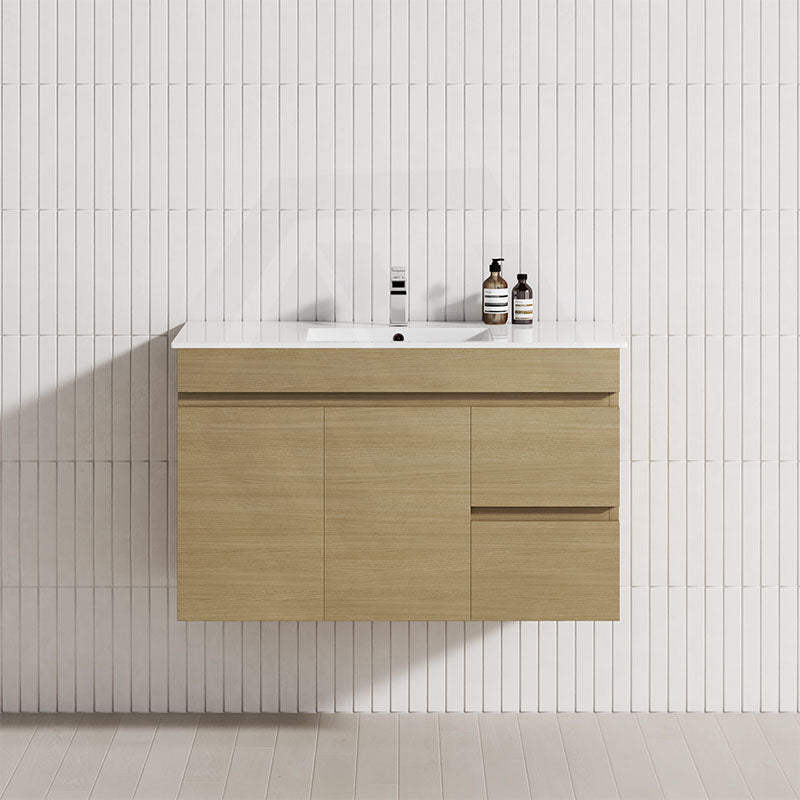 Bathroom 900mm vanity with two right drawers and one door, featuring a modern floating design