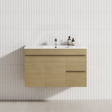 Bathroom 900mm vanity with two right drawers and one door, featuring a modern floating design