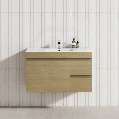 2-Drawer, 1-Door 750/900/1200mm Wall Hung Bathroom Floating Vanity Single Bowl Multi-Colour Cabinet Only