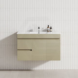 900mm wall-hung vanity featuring 2 drawers and a door, complemented by a clean white wall