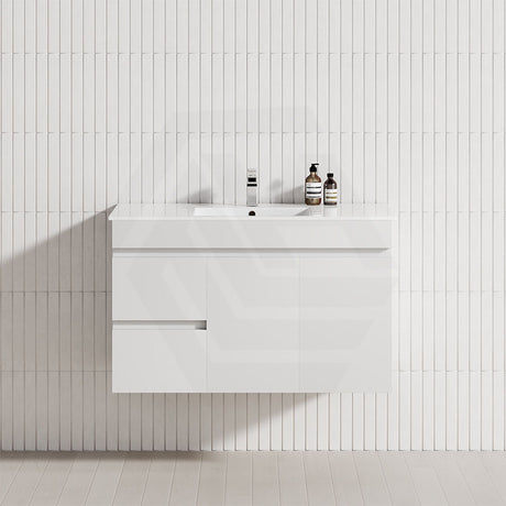 2-Drawer, 1-Door 750/900/1200mm Wall Hung Bathroom Floating Vanity Single Bowl Multi-Colour Cabinet Only