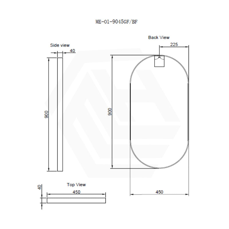 450x900mm Oval Framed Bathroom Mirror Wall Mounted
