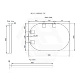 600x900mm Oval Framed Bathroom Mirror Wall Mounted Vertical or Horizontal