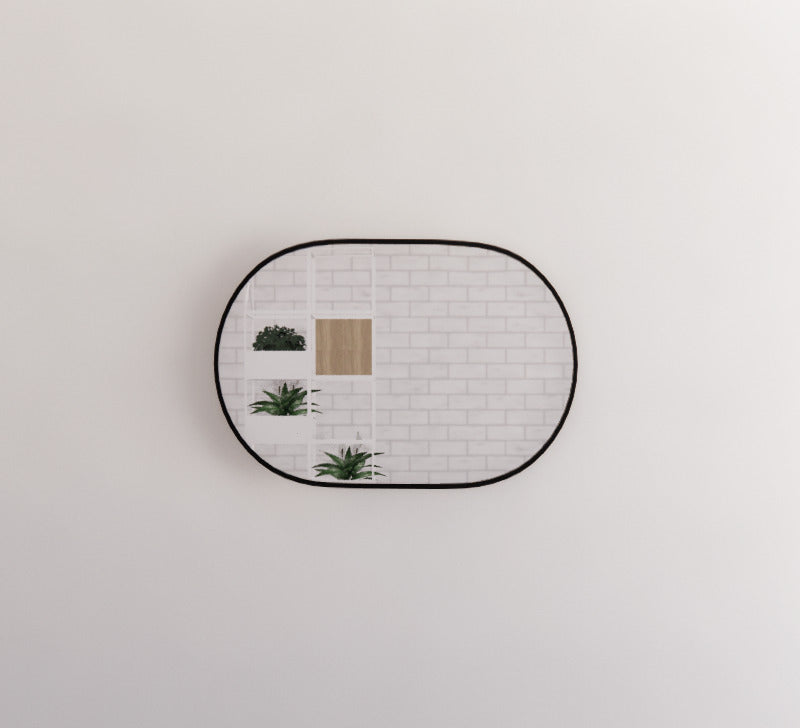 450/600/700/900/1200Mm Bathroom Black Framed Oval Mirror Wall Mounted Mirrors
