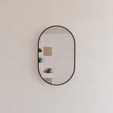 450/600/700/900/1200Mm Bathroom Black Framed Oval Mirror Wall Mounted Mirrors
