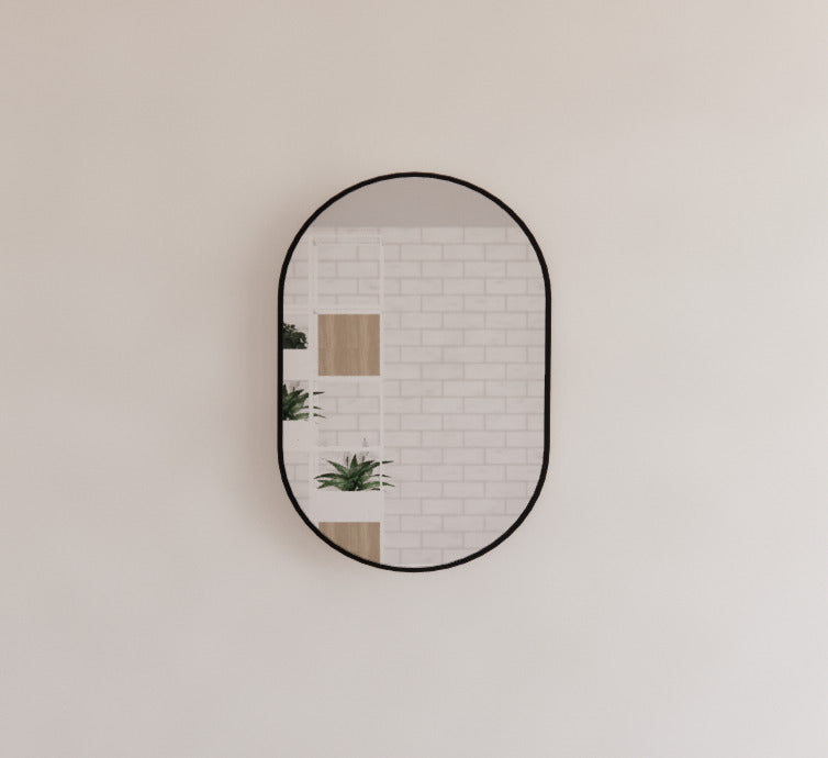 450/600/700/900/1200Mm Bathroom Black Framed Oval Mirror Wall Mounted Mirrors