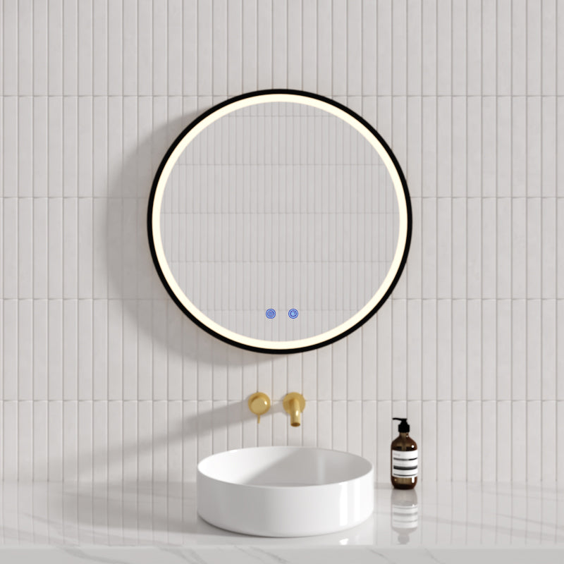 700/900mm Led Mirror Round Black Framed Demister Led Mirrors