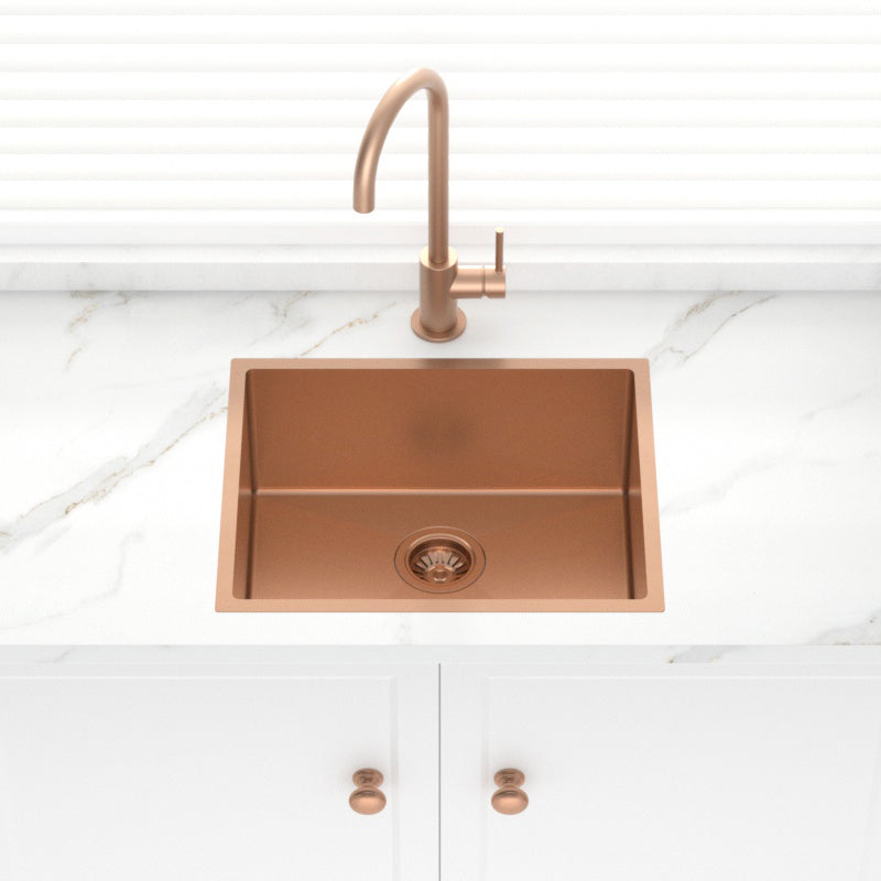 Oliveri 540x445x210mm Spectra Rose Gold Single Bowl 1.2mm Thick Copper Sink