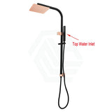 8 Inch 200Mm Square Black & Rose Gold Rainfall Twin Shower Station Top Water Inlet Showers