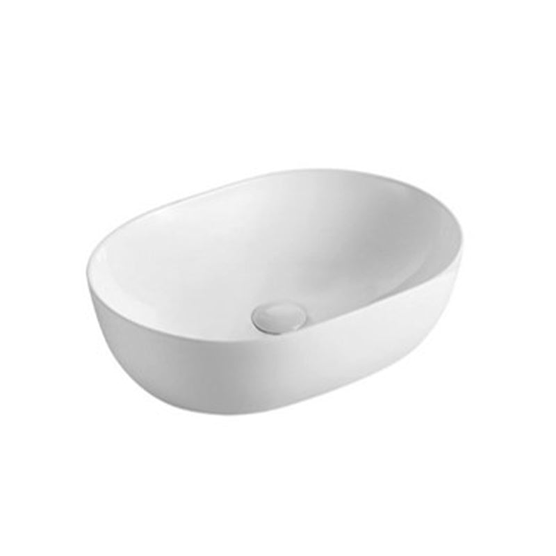 490X355X130Mm Oval Above Counter Ultra Slim Gloss White Fine Ceramic Art Basin Basins