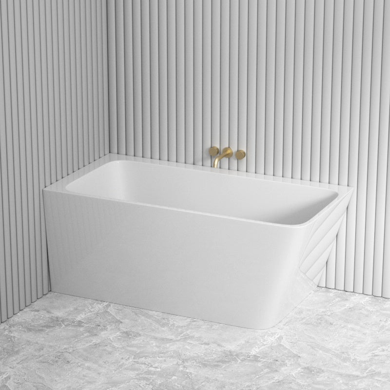 1490/1695mm Avis Corner Back Bathtub Left Corner Acrylic Gloss White NO Overflow