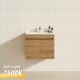 600/750Mm Narrow Berge Wall Hung Bathroom Vanity White Oak Wood Grain Pvc Filmed Cabinet Only 