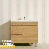 600-1500mm Berge Freestanding Bathroom Floor Vanity White Oak Wood Grain PVC Filmed Cabinet ONLY