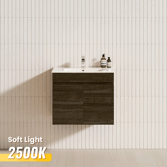 1200x450x550 मिमी गहरे भूरे रंग की दीवार पर लटका हुआ वैनिटी कैबिनेट, बाएं/दाएं साइड दराज और बाथरूम और रसोई के लिए वैकल्पिक सिरेमिक/पॉली टॉप के साथ