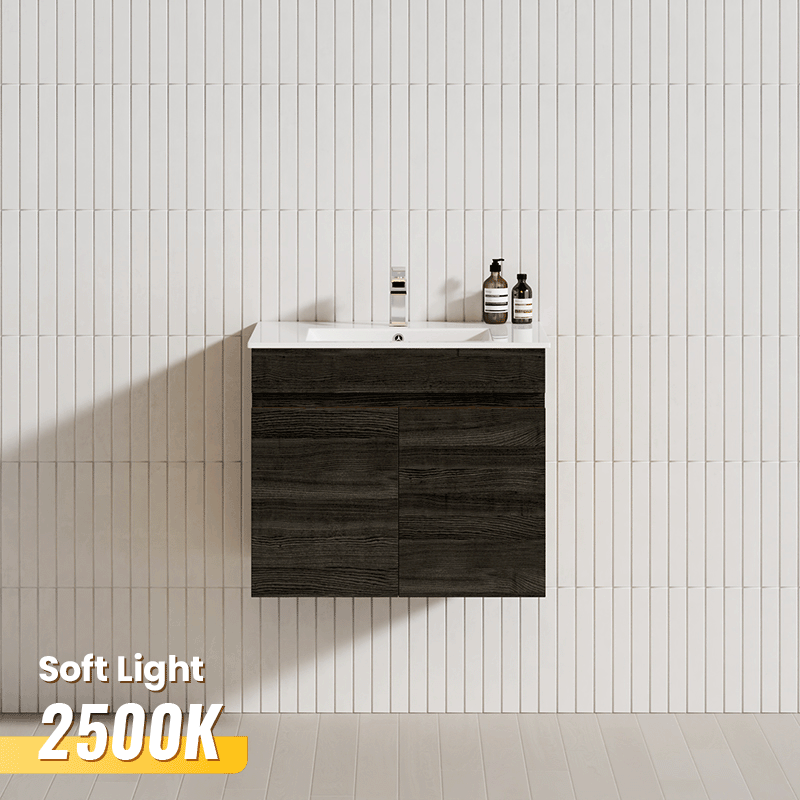 1200x450x550mm 深灰色壁挂式梳妆柜，带左/右侧抽屉和可选陶瓷/聚酯顶部，适用于浴室和厨房