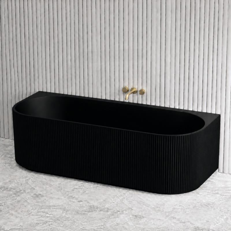 Ceto Fluted Back to Wall Oval Bathtub NO Overflow 1500/1700mm - Variant Colour