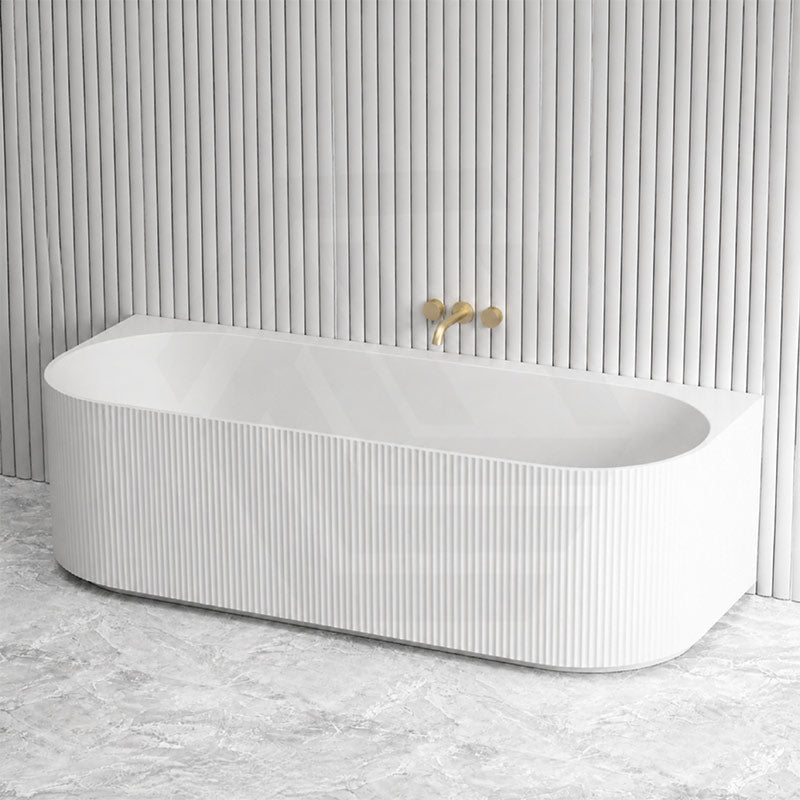 Ceto Fluted Back to Wall Oval Bathtub NO Overflow 1500/1700mm - Variant Colour