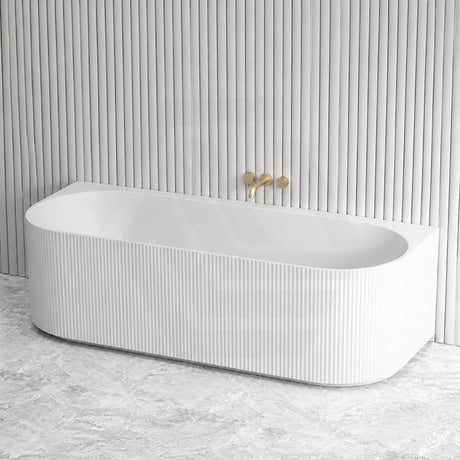 Ceto Fluted Back to Wall Oval Bathtub NO Overflow 1500/1700mm - Variant Colour