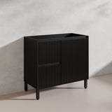 900mm Ceto Brighton Freestanding Vanity PVC Board Matt Black/White Linear Surface