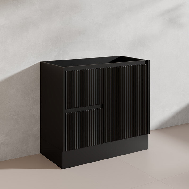 900mm Ceto Brighton Freestanding Vanity PVC Board Matt Black/White Linear Surface