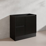 900mm Ceto Brighton Freestanding Vanity PVC Board Matt Black/White Linear Surface