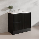 900mm Ceto Brighton Freestanding Vanity PVC Board Matt Black/White Linear Surface