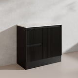 900mm Ceto Brighton Freestanding Vanity PVC Board Matt Black/White Linear Surface