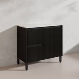 900mm Ceto Brighton Freestanding Vanity PVC Board Matt Black/White Linear Surface