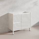 900mm Ceto Brighton Freestanding Vanity PVC Board Matt Black/White Linear Surface