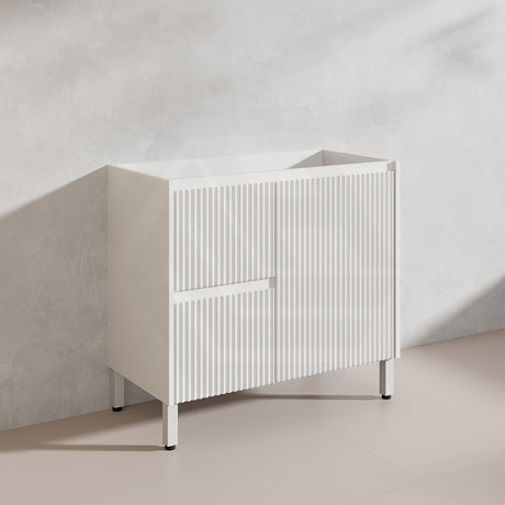 900mm Ceto Brighton Freestanding Vanity PVC Board Matt Black/White Linear Surface