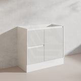 900mm Ceto Brighton Freestanding Vanity PVC Board Matt Black/White Linear Surface