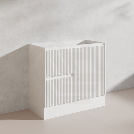 900mm Ceto Brighton Freestanding Vanity PVC Board Matt Black/White Linear Surface