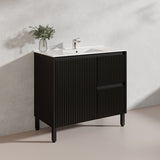 900mm Ceto Brighton Freestanding Vanity PVC Board Matt Black/White Linear Surface