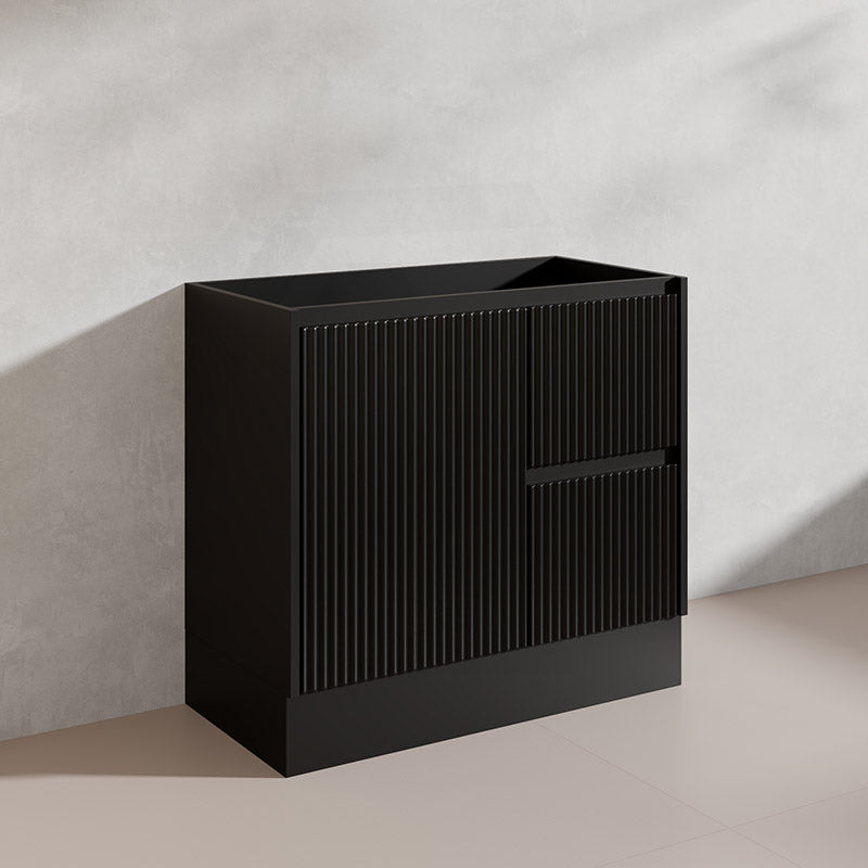 900mm Ceto Brighton Freestanding Vanity PVC Board Matt Black/White Linear Surface