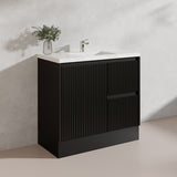 900mm Ceto Brighton Freestanding Vanity PVC Board Matt Black/White Linear Surface