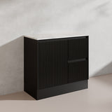 900mm Ceto Brighton Freestanding Vanity PVC Board Matt Black/White Linear Surface