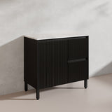 900mm Ceto Brighton Freestanding Vanity PVC Board Matt Black/White Linear Surface