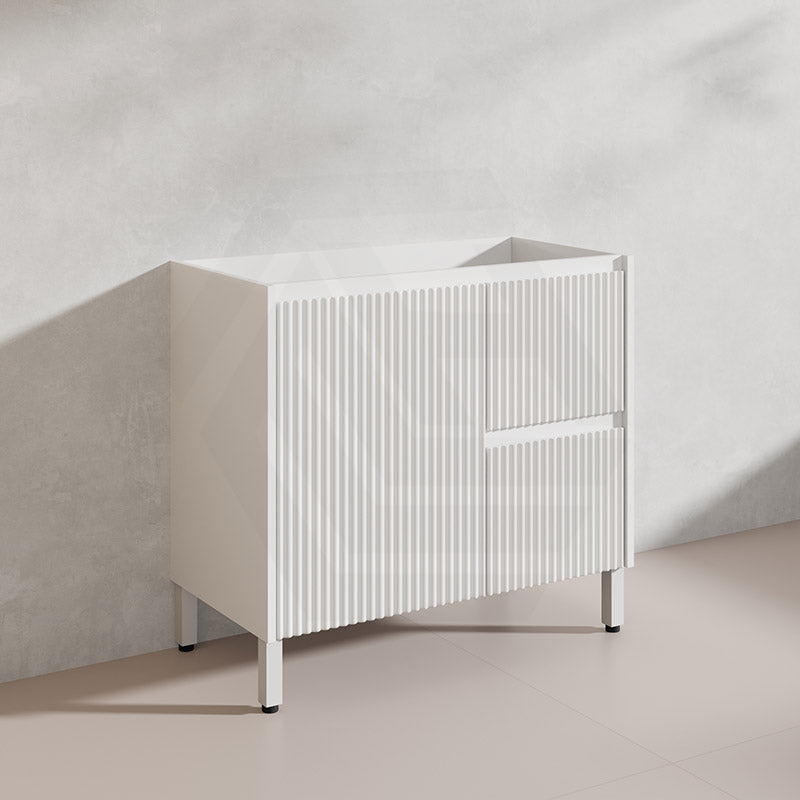 900mm Ceto Brighton Freestanding Vanity PVC Board Matt Black/White Linear Surface