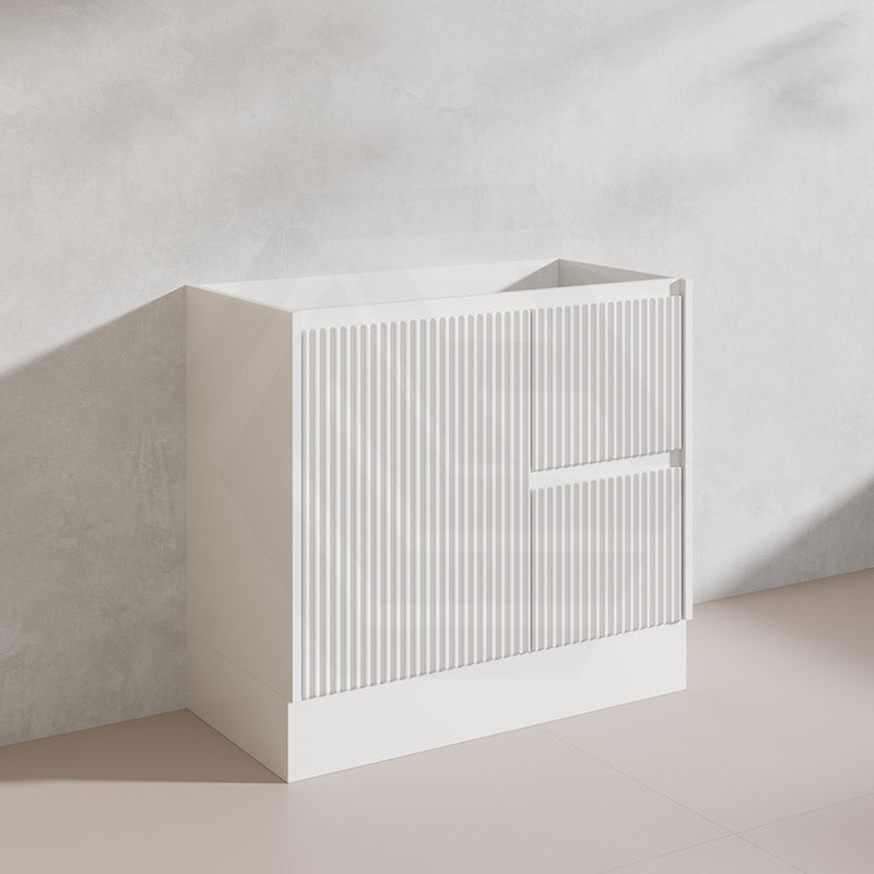 900mm Ceto Brighton Freestanding Vanity PVC Board Matt Black/White Linear Surface