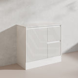 900mm Ceto Brighton Freestanding Vanity PVC Board Matt Black/White Linear Surface