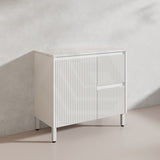 900mm Ceto Brighton Freestanding Vanity PVC Board Matt Black/White Linear Surface