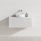 600-1500mm Kirribilli Wall Hung Bathroom Vanity Matt White PVC Board Cabinet ONLY&Stone Top Available