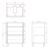 600-1500Mm Freestanding Bathroom Floor Vanity White Oak Wood Grain Pvc Filmed Cabinet Only &