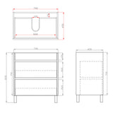 600-1500Mm Freestanding Bathroom Floor Vanity White Oak Wood Grain Pvc Filmed Cabinet Only &