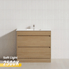 600-1500mm Freestanding Bathroom Floor Vanity with Kickboard White Oak Wood Grain PVC Filmed Cabinet ONLY & Ceramic/Poly Top Available