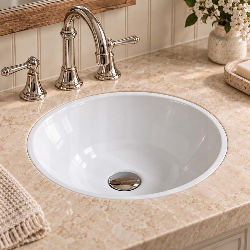 410x410x160mm Inset Ceramic Basin Gloss White Round